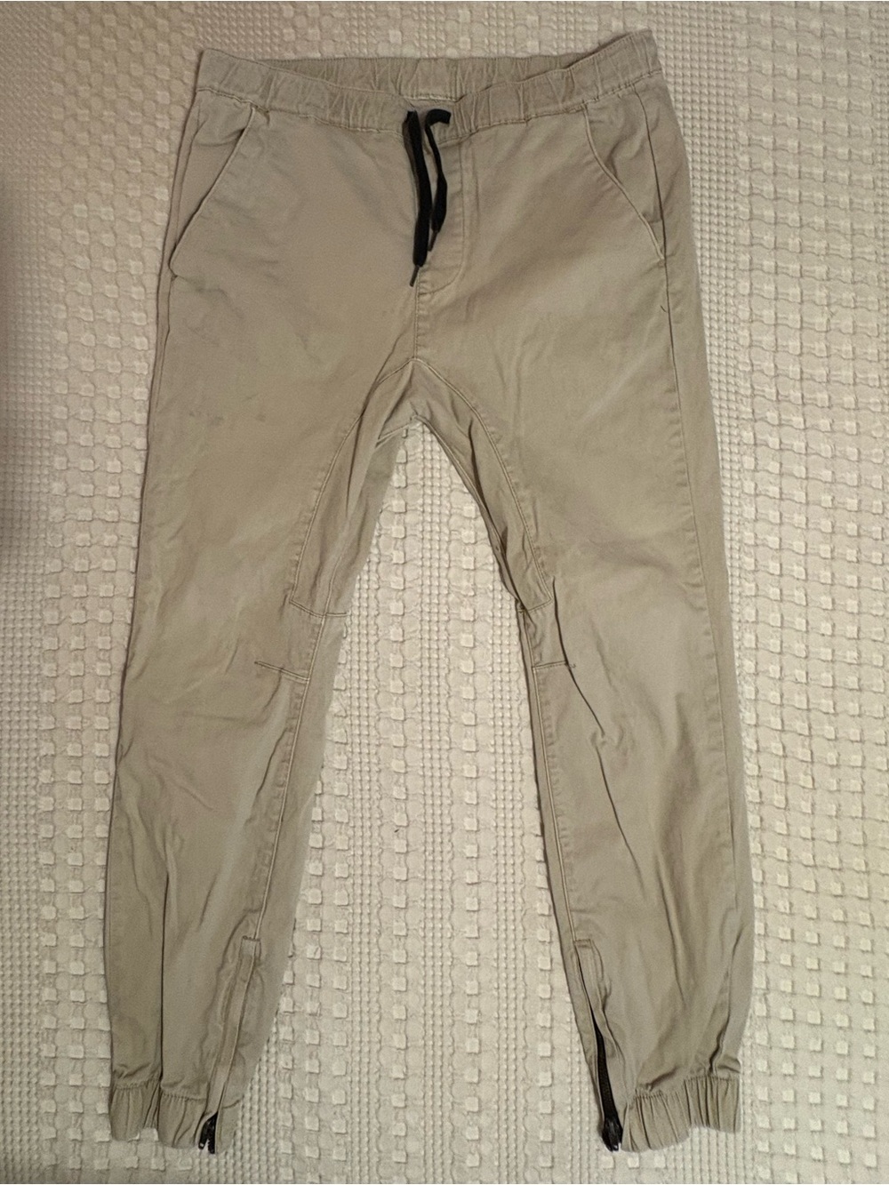 PacSun Men's Beige Jogger Pants - Casual Elastic Waist Tapered Fit